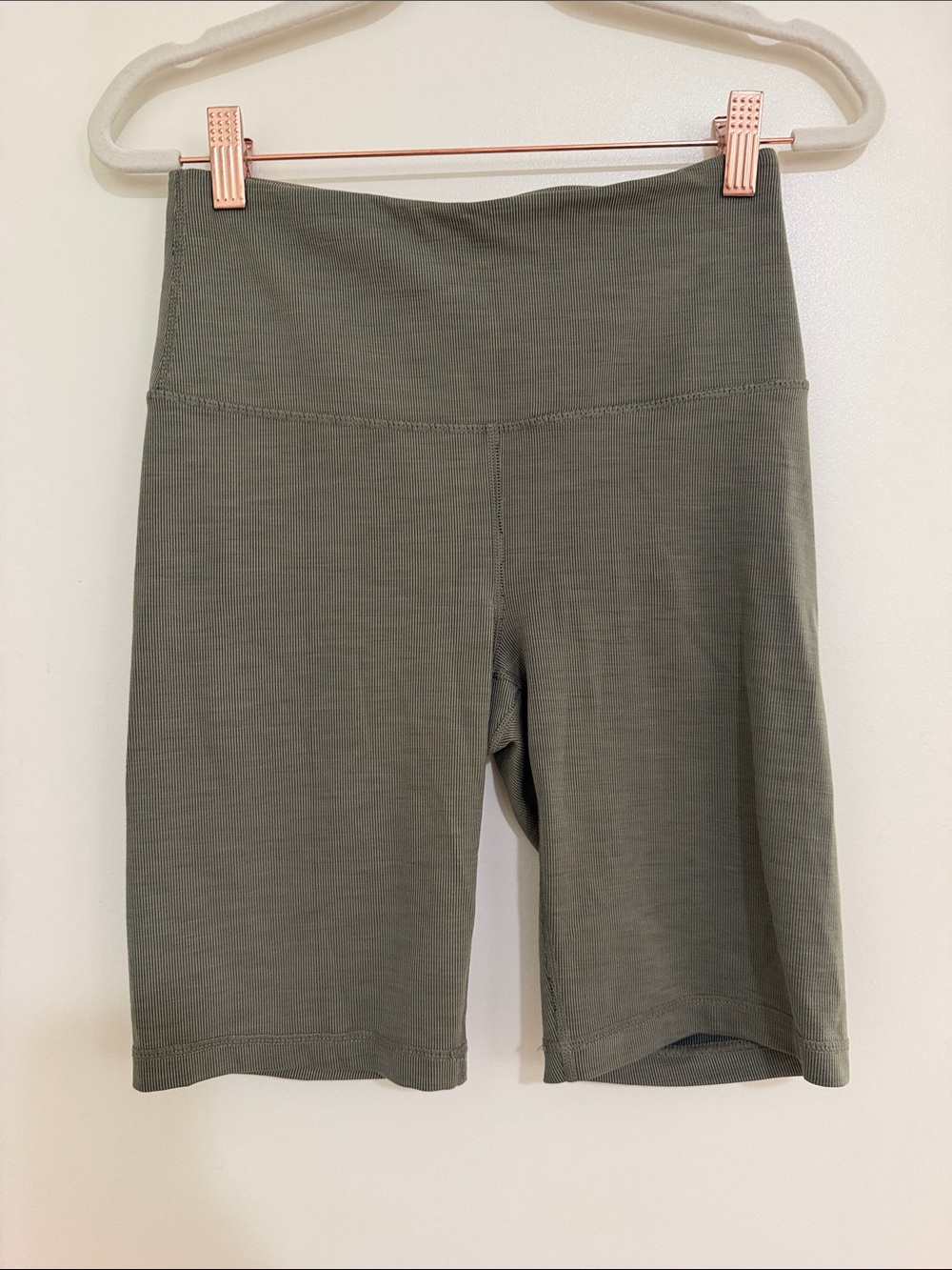 90 Degree By Reflex Olive Green High-Rise Bike Shorts | S
